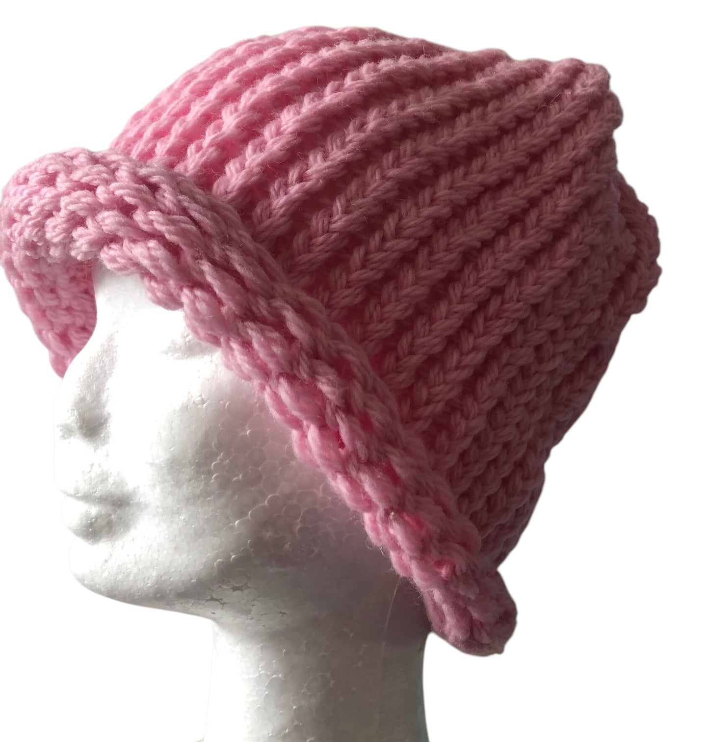 Hand Knit Luxury Pink 100% Wool Beanie, Stylish & Cosy Winter Hat