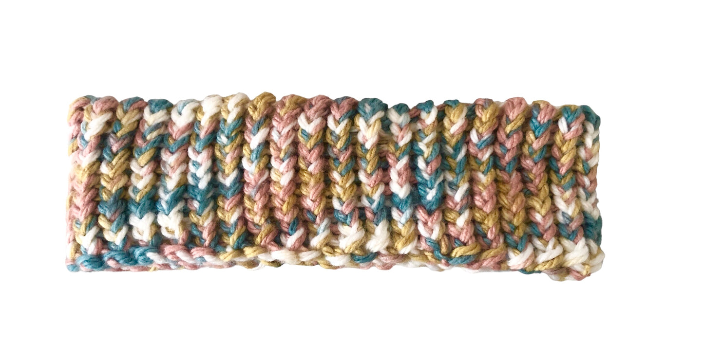 Luxury Hand Knit Multicoloured Acrylic Headband, High Quality Fashion Accessory