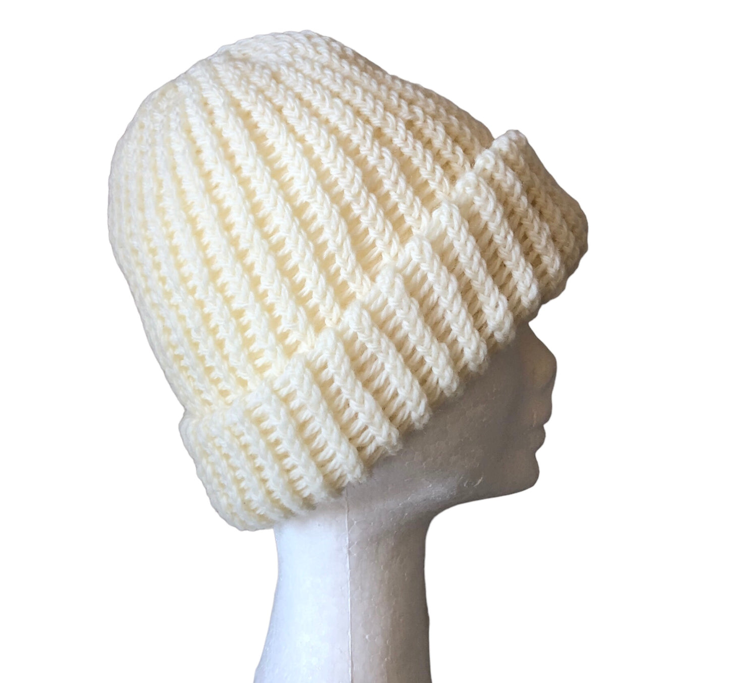 Luxury Hand-Knit White Wool Beanie - Premium Quality, Cosy & Stylish Winter Hat