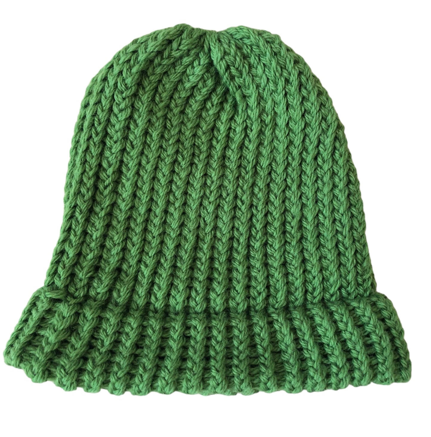 Handmade Luxury Green Knitted Beanie - 100% High-Quality Wool, Adult Size