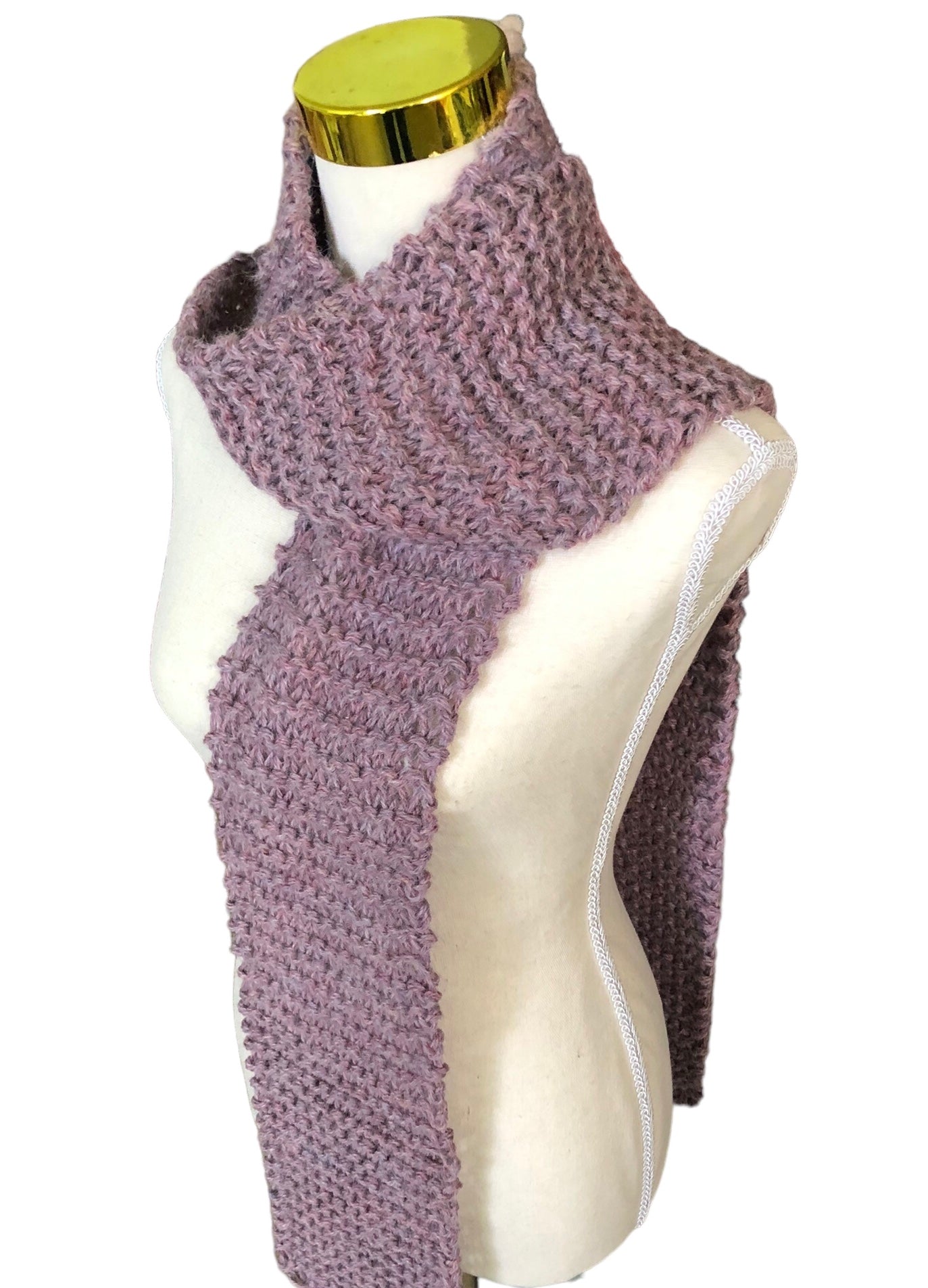 High Quality Hand Knit 100% Alpaca Yarn Scarf, Luxurious Purple Winter Accessory