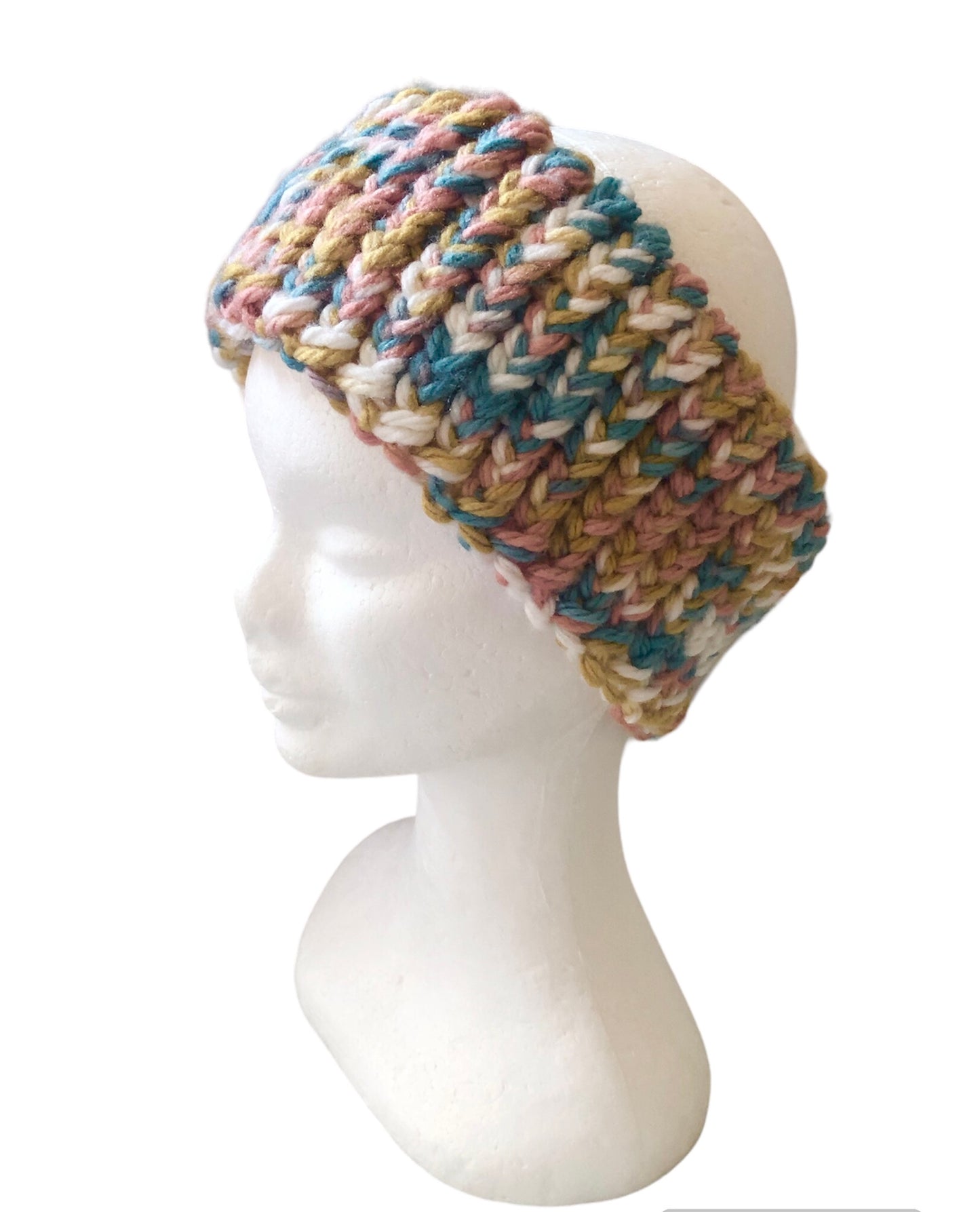 Luxury Hand Knit Multicoloured Acrylic Headband, High Quality Fashion Accessory