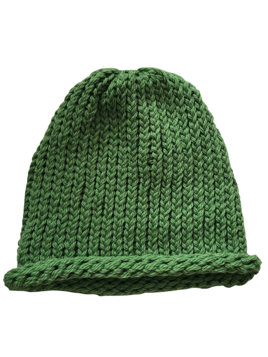 Hand Knit Luxury 100% Wool Beanie, Green Soft And Warm Winter Hat