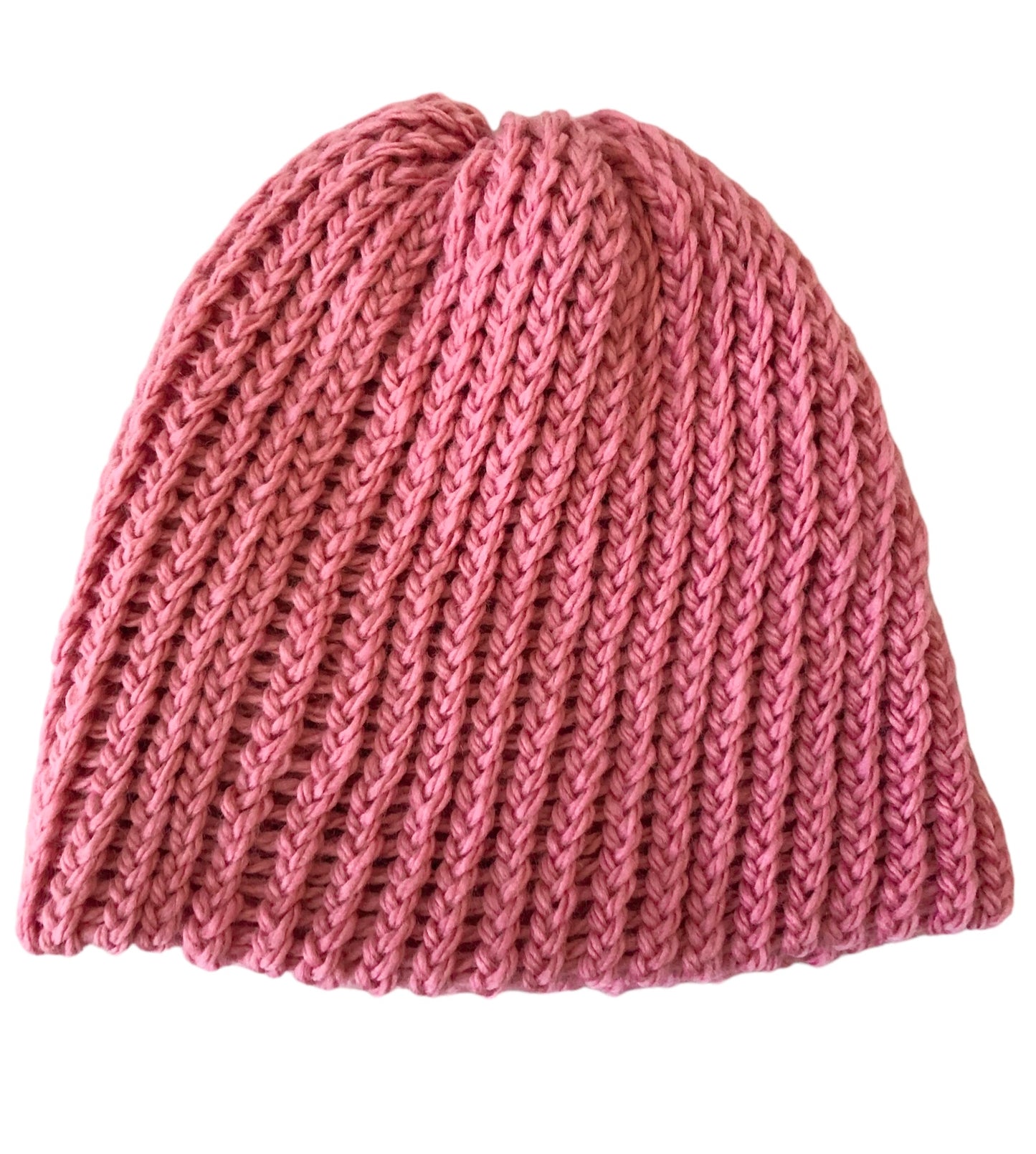 Luxury Hand-Knit Rose Pink Merino Wool Beanie-Premium Soft & Stylish Winter Hat