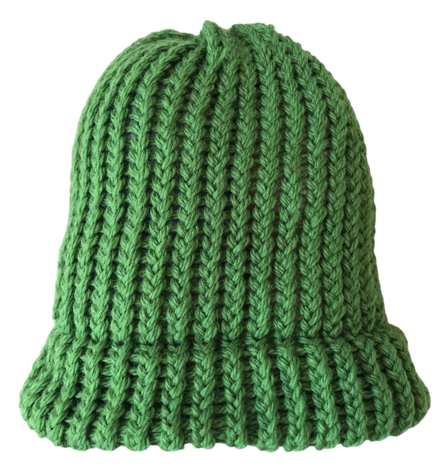 Handmade Luxury Green Knitted Beanie - 100% High-Quality Wool, Adult Size