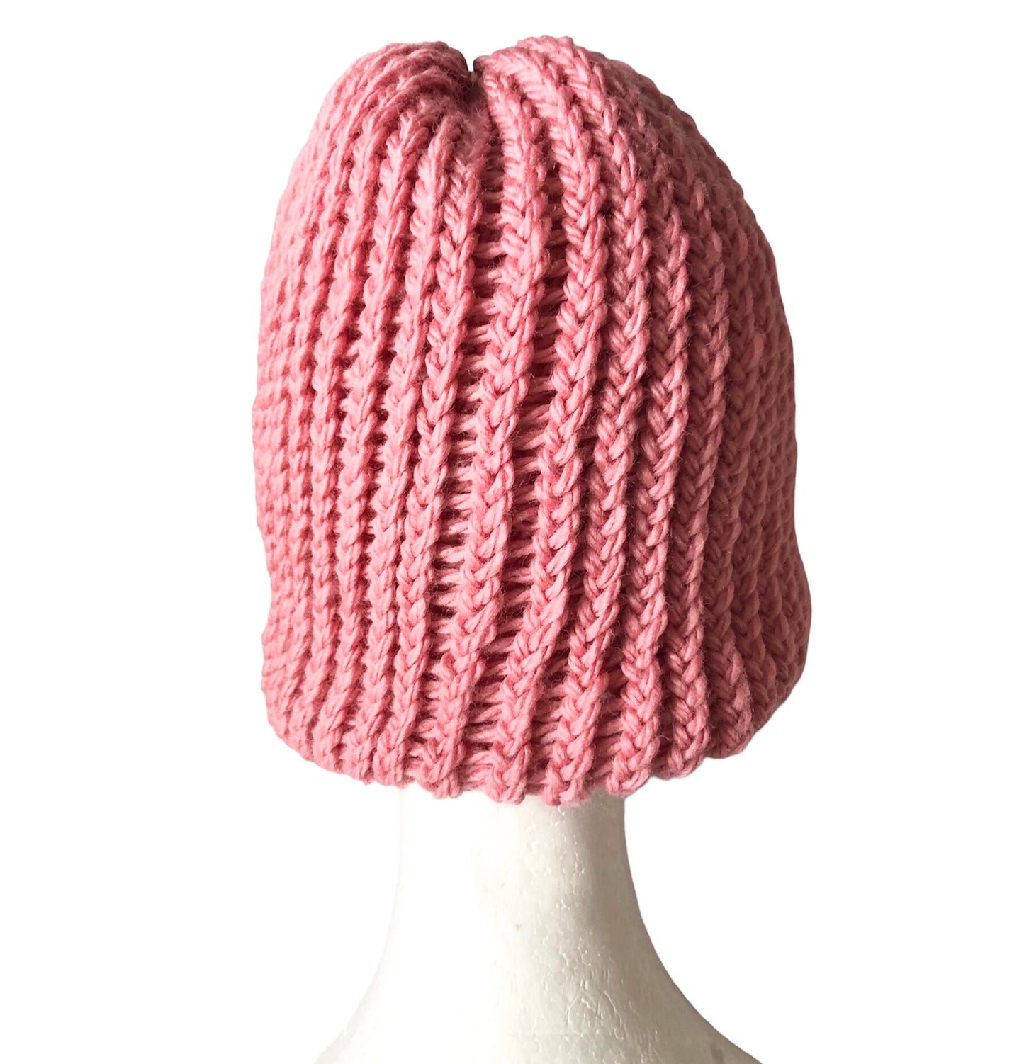 Luxury Hand-Knit Rose Pink Merino Wool Beanie-Premium Soft & Stylish Winter Hat