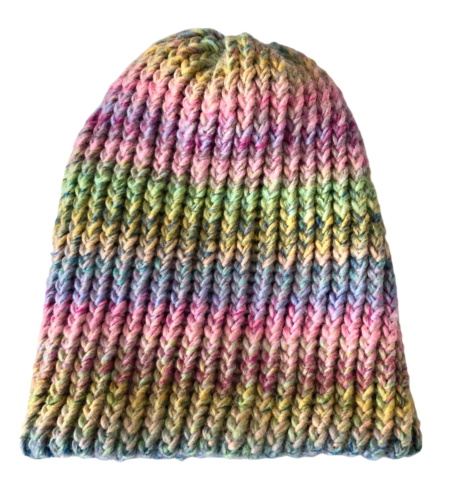 Luxury Multicoloured Hand-Knit Beanie - High Quality Acrylic Winter Hat