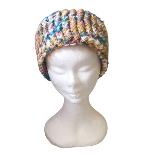 Luxury Hand Knit Multicoloured Acrylic Headband, High Quality Fashion Accessory