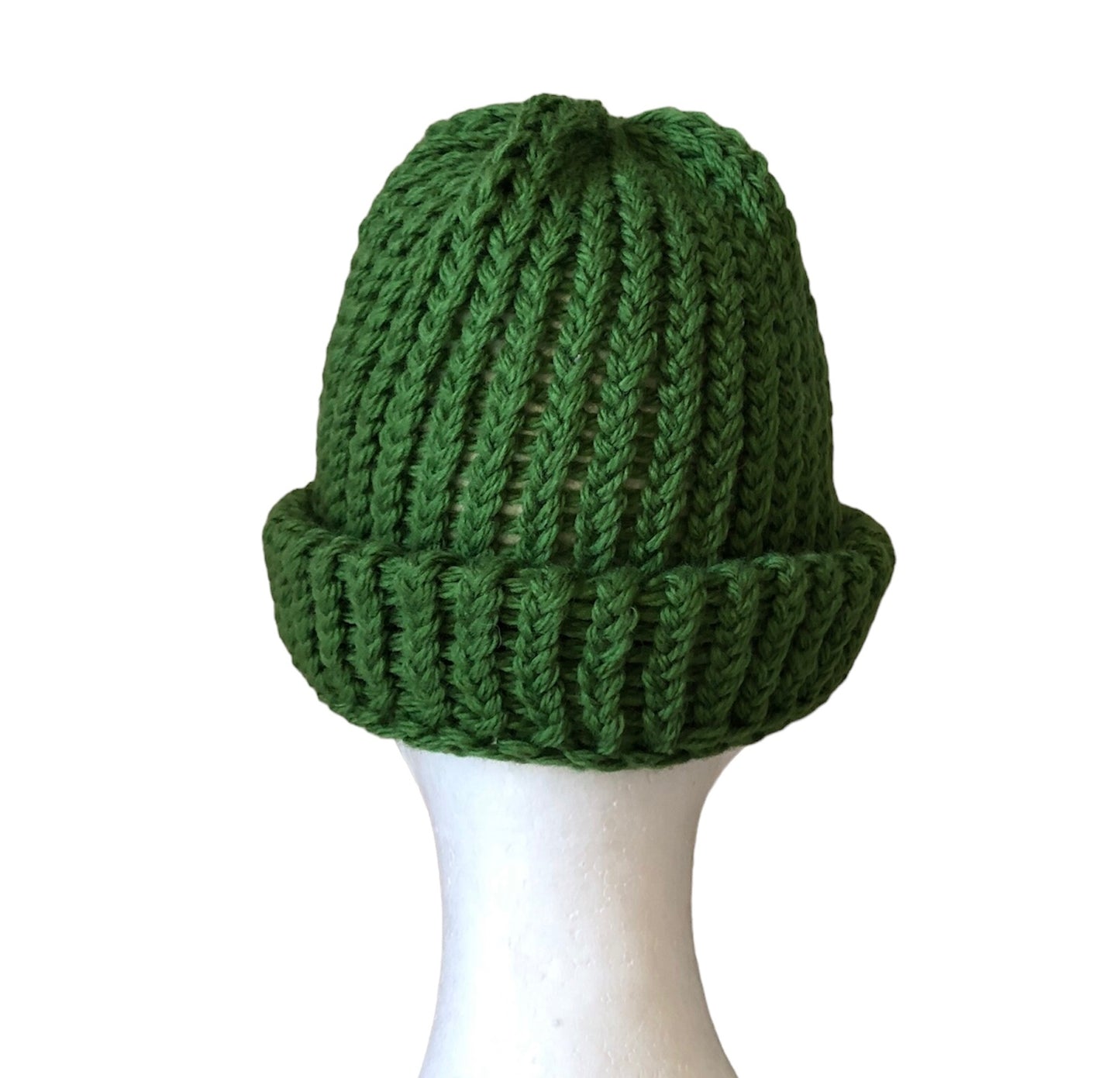 Handmade Luxury Green Knitted Beanie - 100% High-Quality Wool, Adult Size