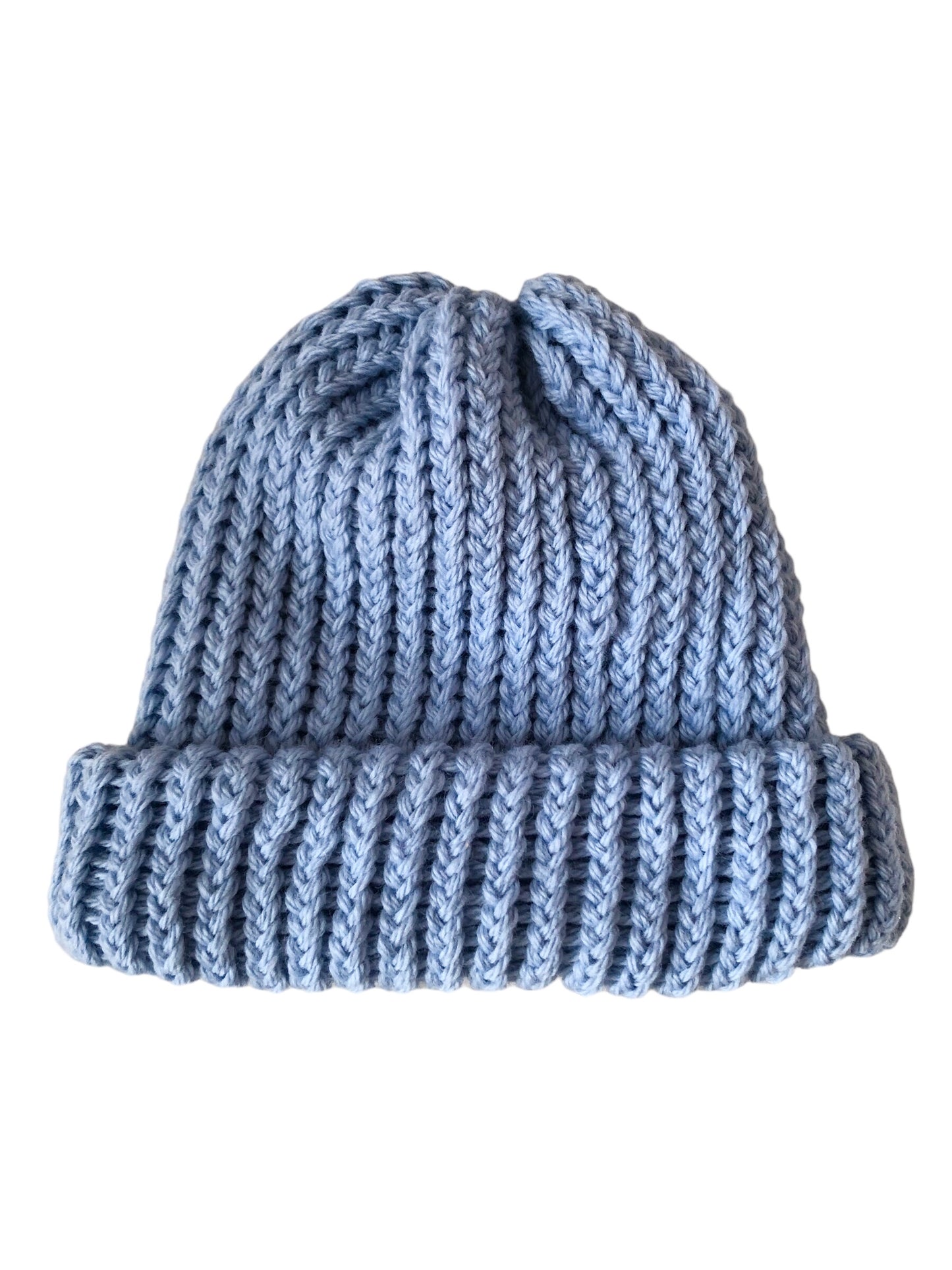 Hand Knit Luxury 100% Wool Beanie, Light Blue, Soft And Warm High Quality Hat