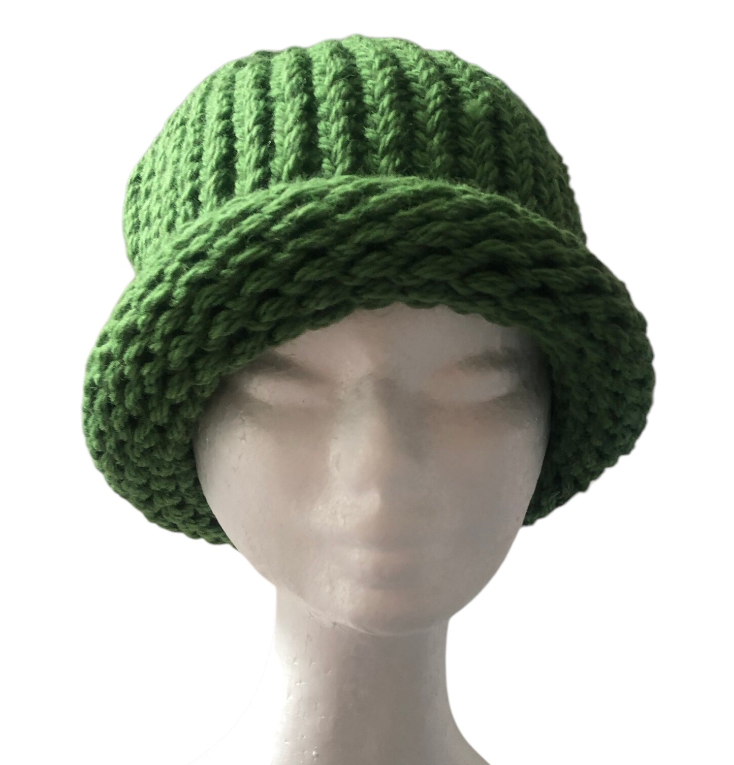 Hand Knit Luxury 100% Wool Beanie, Green Soft And Warm Winter Hat