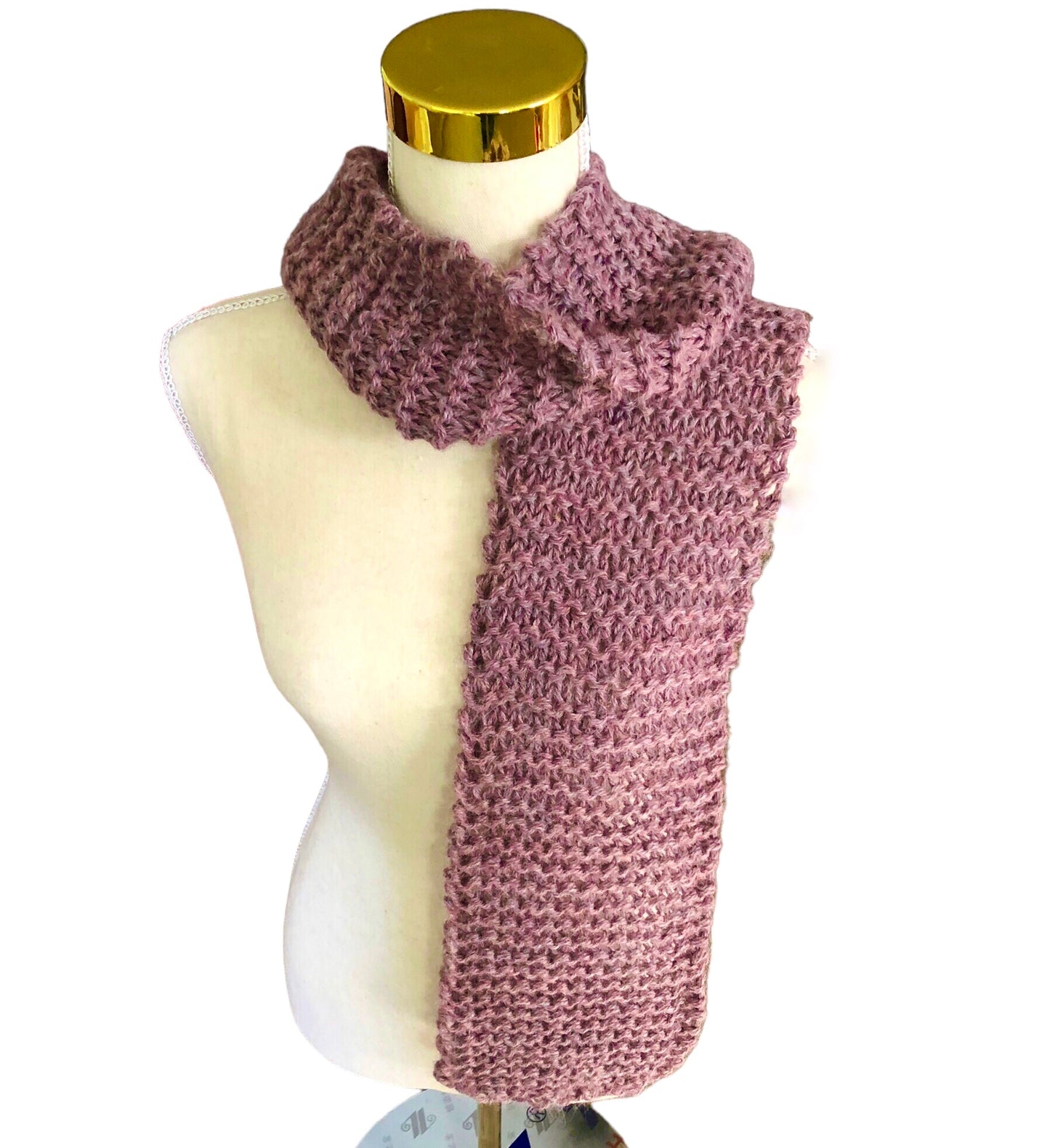 High Quality Hand Knit 100% Alpaca Yarn Scarf, Luxurious Purple Winter Accessory