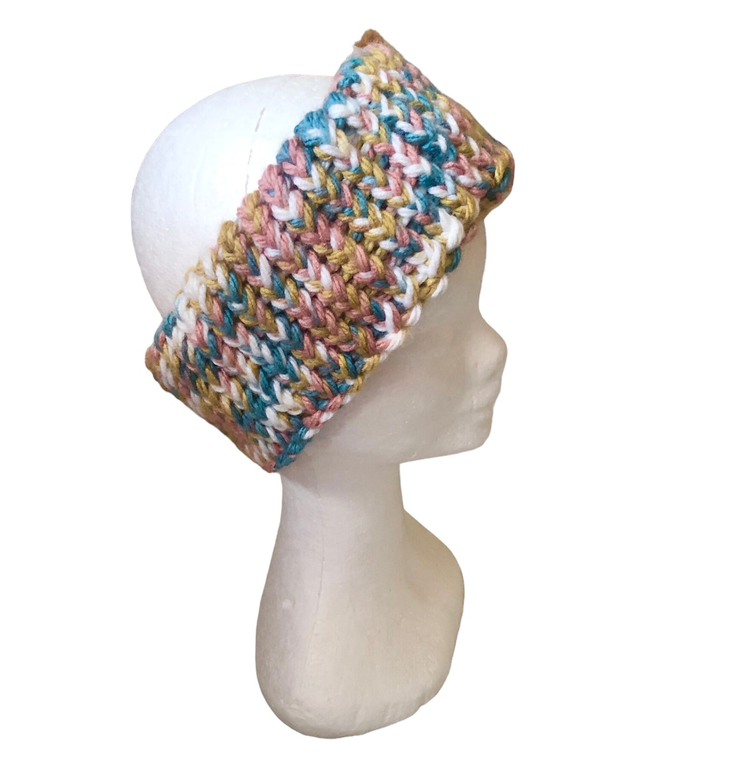 Luxury Hand Knit Multicoloured Acrylic Headband, High Quality Fashion Accessory