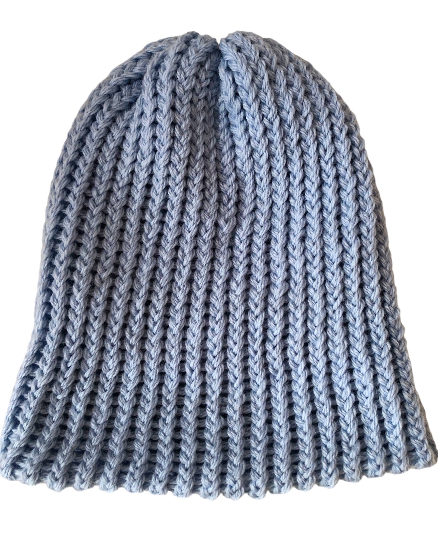 Hand Knit Luxury 100% Wool Beanie, Light Blue, Soft And Warm High Quality Hat