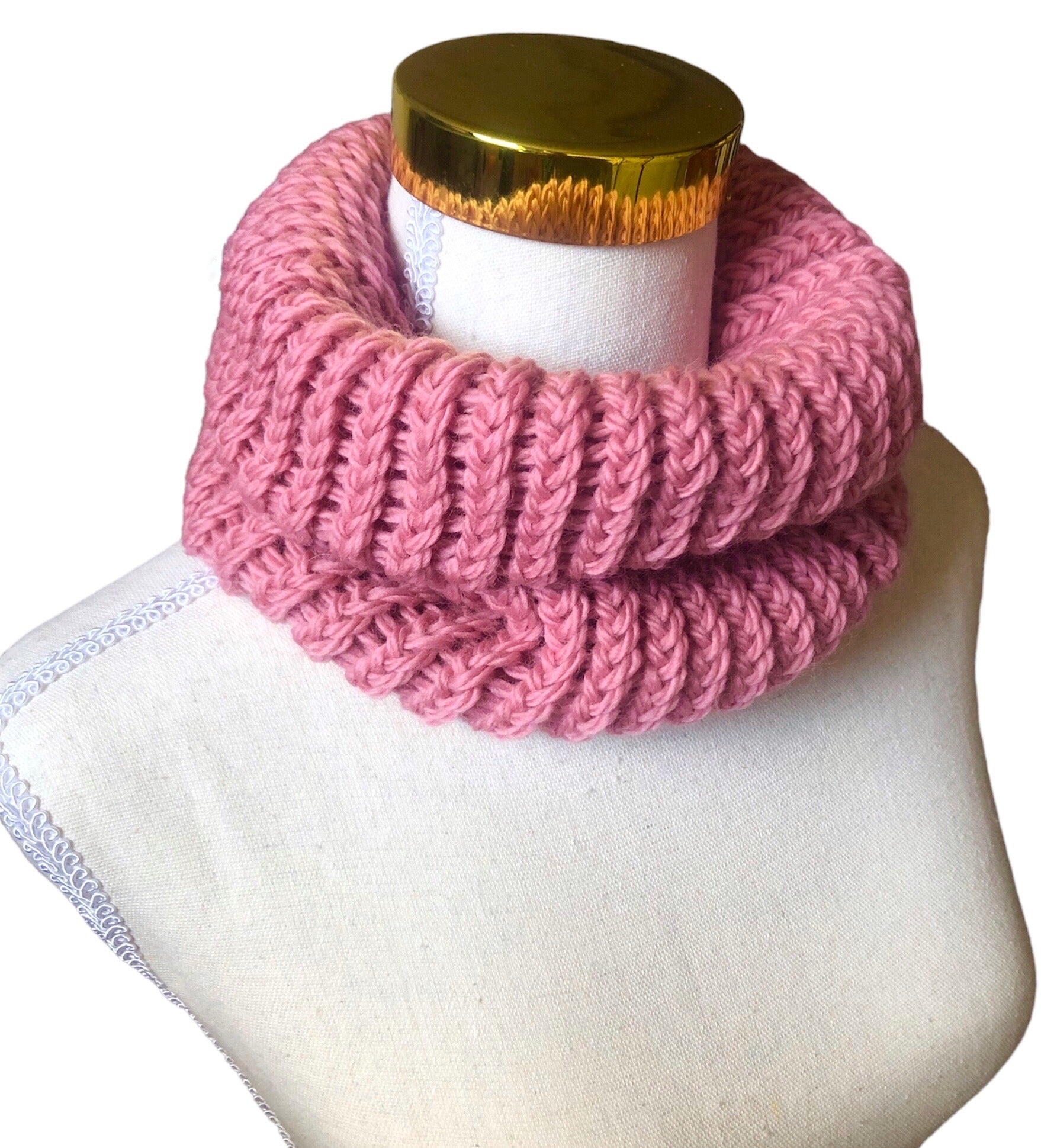 Offers Luxurious Hand Knit Cowl Scarf - RASPBERRY